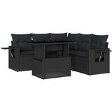vidaXL 6-dijelni set vrtnih sofa s jastucima crni od poliratana | shoptok.hr