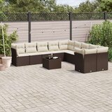 vidaXL 11-dijelni set vrtnih sofa od poliratana s jastucima smeđi | shoptok.hr