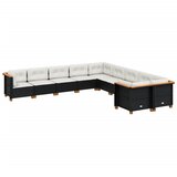 10-dijelni set vrtnih sofa s jastucima crni od poliratana Crna 63.5 x 63.5 x 62 cm | shoptok.hr