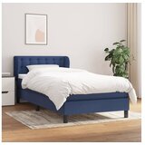 vidaXL Box spring postelja z vzmetnico modra 90x190 cm blago Cene
