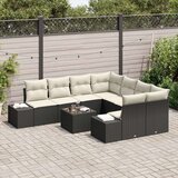 vidaXL 9-dijelni set vrtnih sofa s jastučićima Crni poli ratan | shoptok.hr