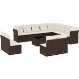  13-dijelni set vrtnih sofa s jastucima smeđi od poliratana | Eponuda.com