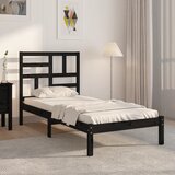 Maison Chic Posteljni okvir - Enojna postelja - Postelja za odrasle črn iz trdnega lesa 75x190 cm-J14162, (21762572) | Shoptok.si