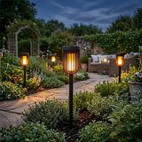  LED solarna lampa FLAME LED/1,2V 100 mAh 1800K 37 cm IP44 crna | Eponuda.com