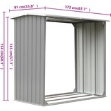  Vrtna ostava za drva od pocinčanog čelika 172x91x154 cm siva | Eponuda.com