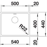 Blanco sudopera andano 500-U inox saten polirno, 540x440/190mm | ePonuda.com