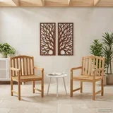rezbarena stolica ruža 2 pcs Prirodna 58 x 60 x 90 cm