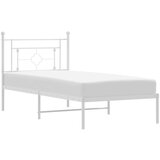 Metalni Kovinski posteljni okvir z vzglavjem bel 100x190 cm | Shoptok.si