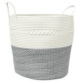 The Living Store Košara za shranjevanje siva in bela Ø43x38cm bombaž - Košara Za Shranjevanje, (21444220) | Shoptok.si