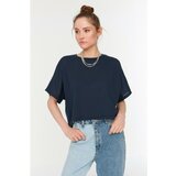 Trendyol Navy Blue Loose Crop Knitted T-Shirt Cijene