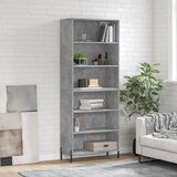 The Living Store Visoka komoda betonsko siva 69,5x32,5x180 cm inženirski les - Visoka Omarica, (21836128) | Shoptok.si