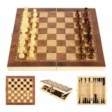  3v1 lesena šahovnica in dama 34×34cm XL