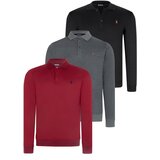 Dewberry TRIPLE SET V4007 MEN'S SWEATSHIRT-BLACK-ANTHRACITE-BURGUNDY Cene