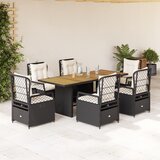  7-dijelni vrtni blagovaonski set s jastucima crni od poliratana Crna | shoptok.hr