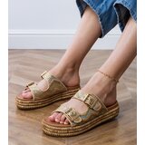 D/CEO Golden sandals with buckles on the straps Rider | Shoptok.si