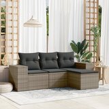 Maison Chic Seti vrtnega pohištva - Vrtna garnitura - Vrtni pohištvo set 4-delna z blazinami siv poli ratan, (21817833) | Shoptok.si