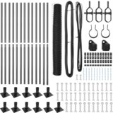 vidaXL Heksagonalna ograja Siva 0.8x25 m Jeklo, Ograjne stebre s podnožjem 13 kos Ø32mm 90cm Galvanizirano jeklo | Shoptok.si