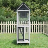 vidaXL Ptičja hišica siva 60x58,5x160 cm trdna borovina | Shoptok.si