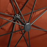  Konzolni suncobran sa stupom i LED svjetlima 300 cm terakota | shoptok.hr