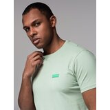 Ombre Men's cotton t-shirt with contrasting thread - mint | Shoptok.si