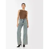 Koton Standard Waist Wide Leg Jeans Buttoned Pocket Cotton - Wide Leg Jeans