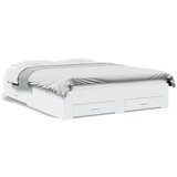 Maison Chic Posteljni okvir - Dvoposteljna postelja - Zakonska postelja s predali bel 140x200 cm inženirski les-J14934, (21766395) | Shoptok.si