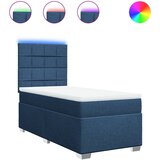 vidaXL Box spring postelja z vzmetnico modra 90x190 cm blago | Shoptok.si