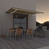 vidaXL Avtomatska tenda LED + senzor 500x350 cm rumeno/bela Cene