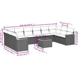  11-dijelni set vrtnih sofa od poliratana s jastucima sivi | shoptok.hr