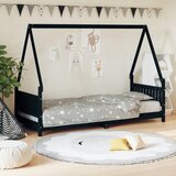 Okvir za dječji krevet crni 80 x 200 cm od masivne borovine | shoptok.hr