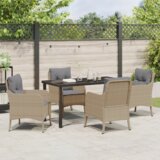  Set od 5 Vrtnih Stolova s Jastučićima Bež Poli Ratan | shoptok.hr