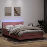 Krevet s oprugama i madracem LED ružičasti 140x210 cm baršunasti | shoptok.hr