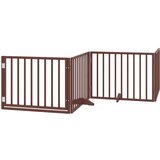 vidaXL Ograda za pse z vrati zložljiva 12 panelov rjava 960 cm les | Shoptok.si