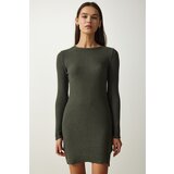  Women's Khaki Mini Slit Corduroy Knitted Dress Cijene
