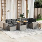  8-dijelni set vrtnih sofa od poliratana s jastucima sivi | shoptok.hr