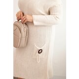 Kesi Włoski Plus Size women's oversized mohair sweater dress with a pocket beige | Shoptok.si