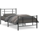 Furnova Kovinski posteljni okvir z vzglavjem in vznožjem črn 107x203 cm, (21943332) | Shoptok.si