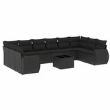  11-dijelni set vrtnih sofa od poliratana s jastucima crni | shoptok.hr