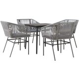  Vrtna garnitura - 5-dijelni vrtni blagovaonski set s jastucima poliratan i staklo | shoptok.hr