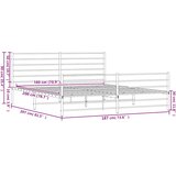 Metalni okvir kreveta uzglavlje i podnožje bijeli 180x200 cm | shoptok.hr