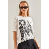 Bianco Lucci women's printed combed cotton tshirt Cene