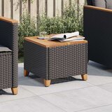 vidaXL Vrtni stol crni 45 x 45 x 37 cm od poliratana i bagremovog drva | shoptok.hr