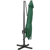  Konzolni suncobran sa stupom i LED svjetlima 300 cm zeleni | shoptok.hr