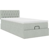 vidaXL Otomanski posteljni okvir z vzmetnico siv 80x200 cm žamet | Shoptok.si