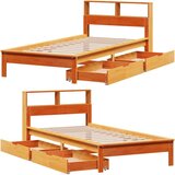  Knjižna postelja brez vzmetnice vošč. rjava 100x200 cm borovina, (21609828) | Shoptok.si