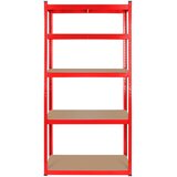 Rebel Metalna montazna polica 180x90x40 cm 5x150kg crvena boja RB-1251R Slike