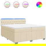 vidaXL Box spring postelja z vzmetnico krem 200x200 cm blago, (21310980) | Shoptok.si
