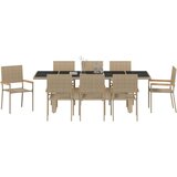  9 delni vrtni jedilni set bež poli ratan, (22015394) | Shoptok.si