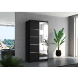 ADRK Furniture Garderobna omara z drsnimi vrati Orlando - 100 cm - črna