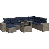  9-dijelni set vrtnih sofa poliratan i bagrem s jastucima sivi | shoptok.hr